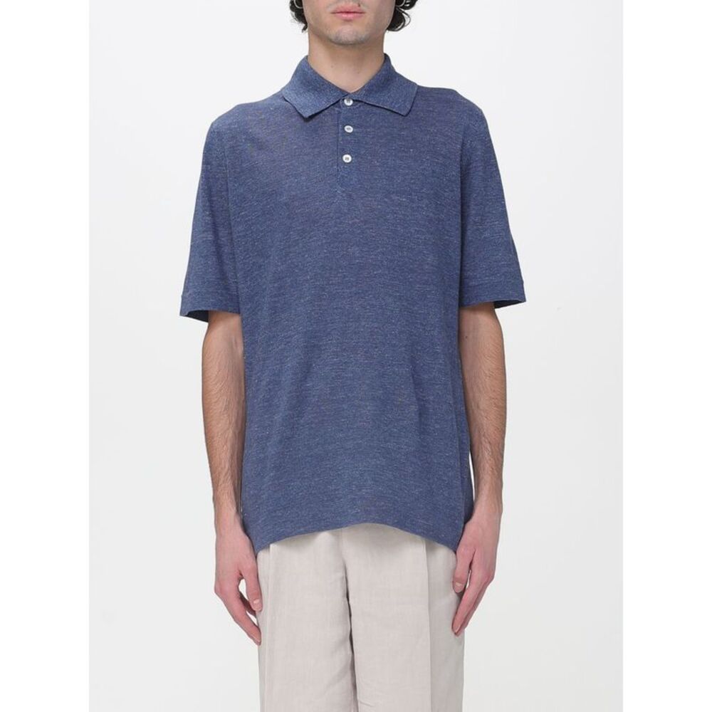 Brunello Cucinelli Polo Shirt Men Gnawed Blue